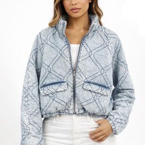 NWT Marc New York Light Wash Quilted Jacket - Blue Size M